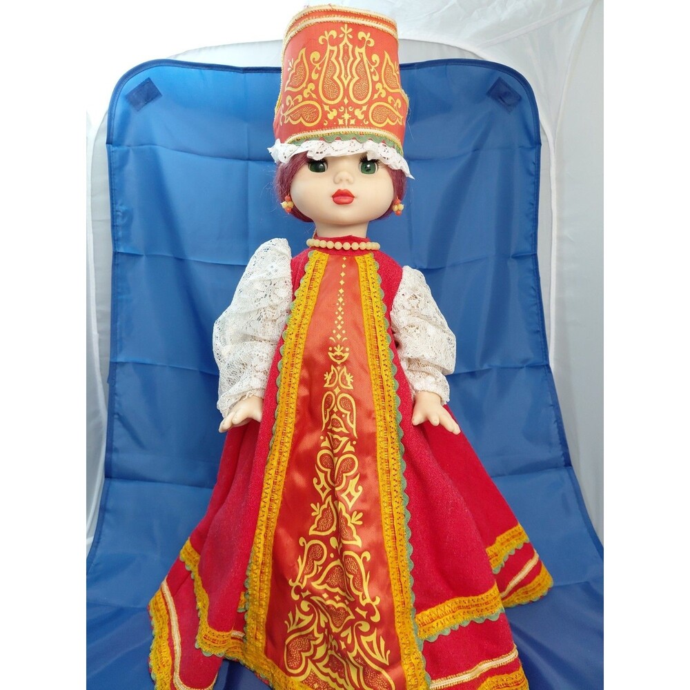 Vintage USSR Folk Art Russian Doll 21” collectible